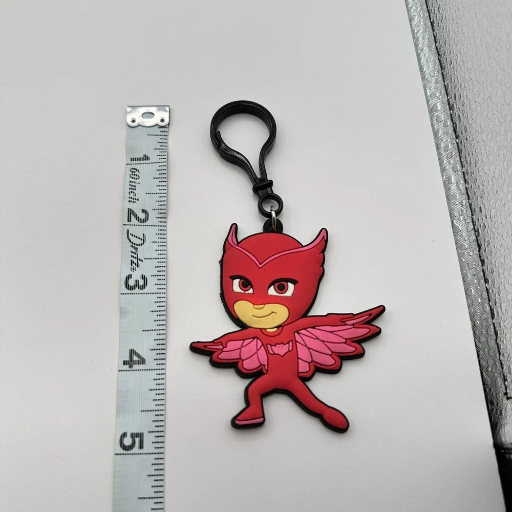 Vintage 80s Rubber Keychain Red Superhero Bag Charm Backpack Clip Licens Jewelry